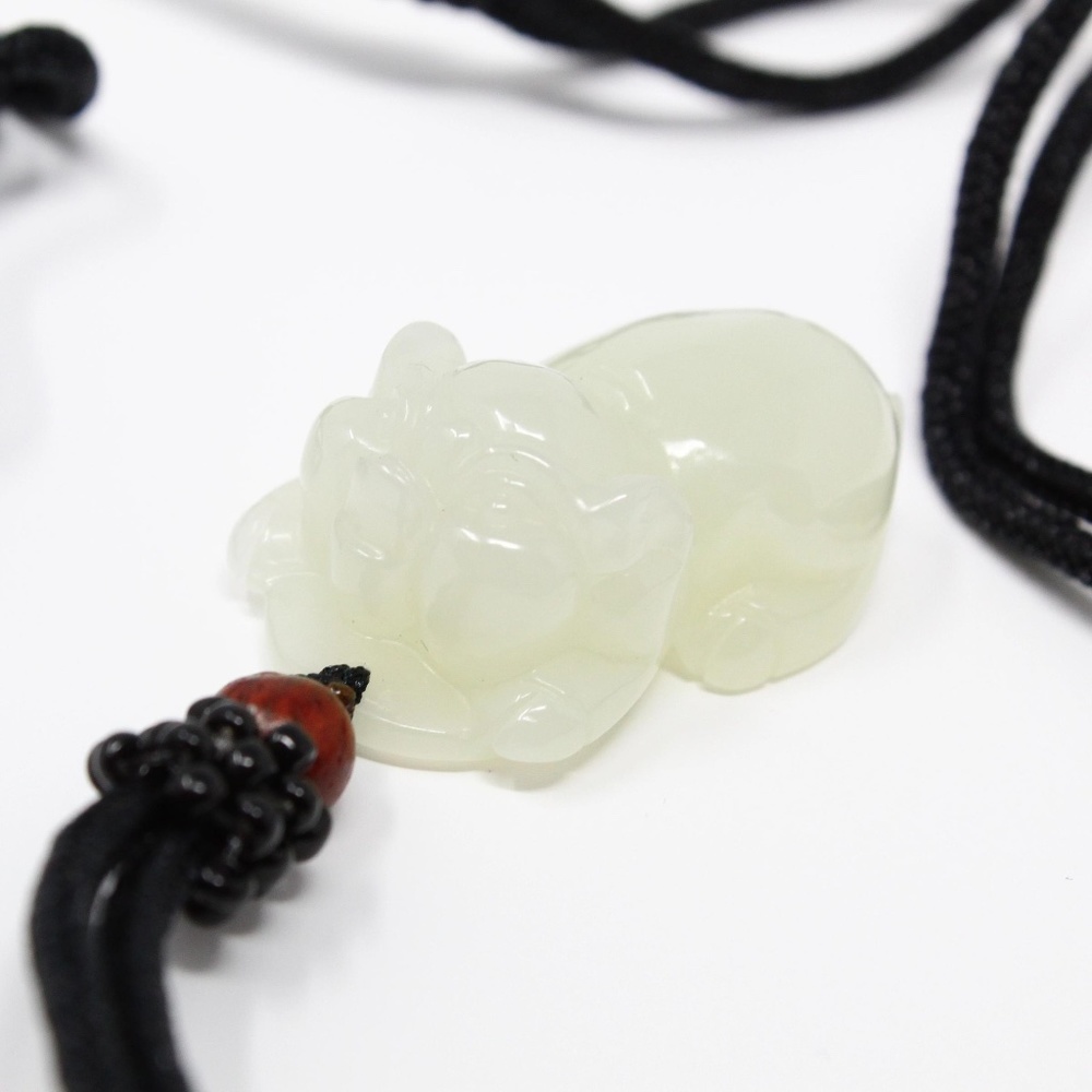 Nephrite White Jade Lucky Pig Pendant